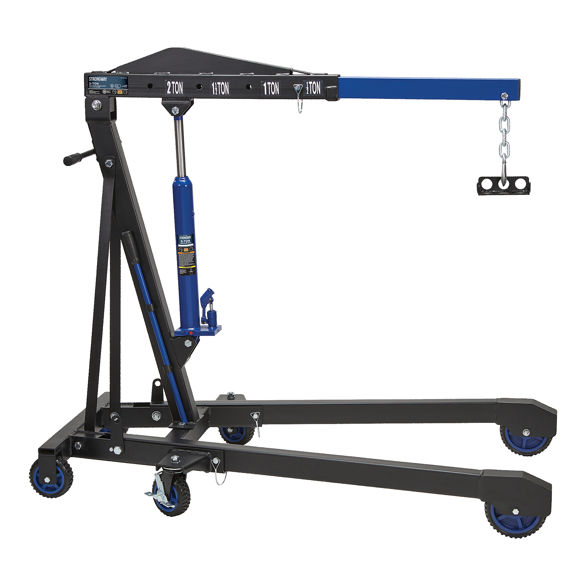 Strongway Off-Road Engine Hoist with Lift Plate, 2-Ton Capacity, 1–87in. Lift Range